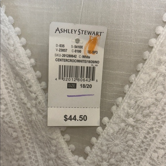 16. NWT Ashley Stewart White Lace Trim Blouse size 18/20 - Picture 3 of 8